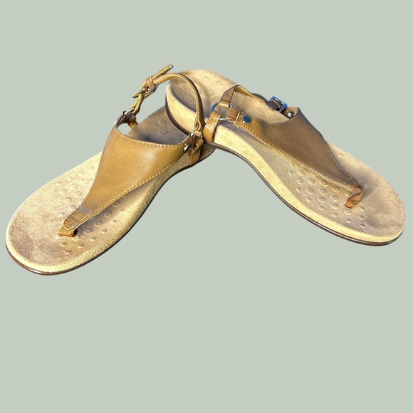 Vionic Shoes - Vionic Women Brown Kirra Backstrap Tan Leather Thong Sandal Sz 7 Cushion Comfort
